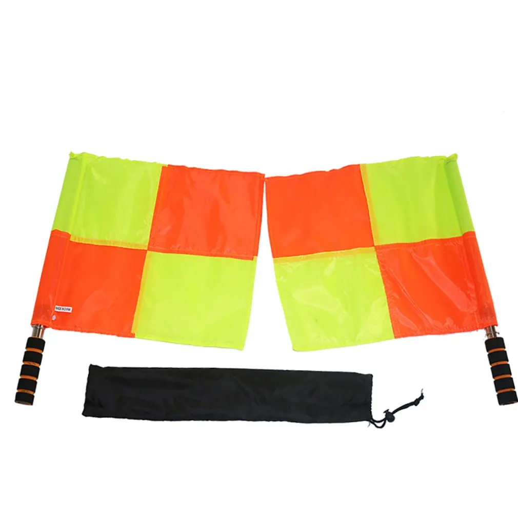 1Pair Soccer Referee Flags Professional Fair Play Football Linesman with Storage Bag Sports Game Equipment | Спорт и развлечения