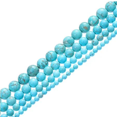 Turquoise Натуральный Камень Бисер для изготовления ювелирных изделий браслет Цепочки и ожерелья тигровый глаз и лавовый камень Свободные Круглые бусины Diy аксессуары для рукоделия - Цвет: Turquoise