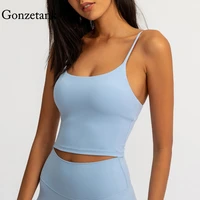 2021 new yoga vest women with breast cushion beauty back sexy seamless gathered chest sports yoga top half sling yoga suit
