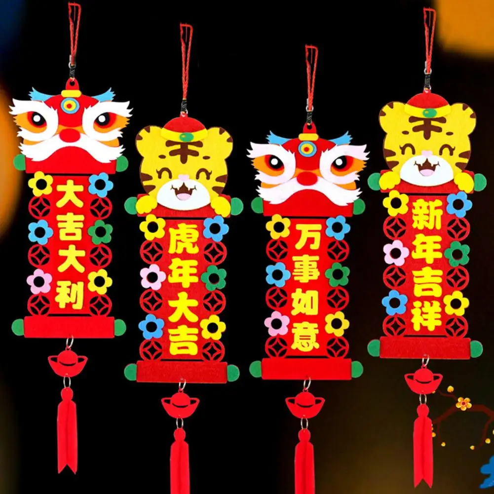 

Hanging Ornament Eco-friendly Adorable Appearance Fabric Spring Festival Handmade Hanging Ornament Children Toy Kits for Home