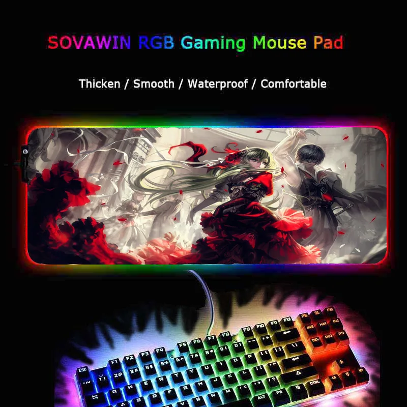 Коврик XGZ RGB Аниме для мыши с девушкой светодиодный компьютерная мышь подсветкой