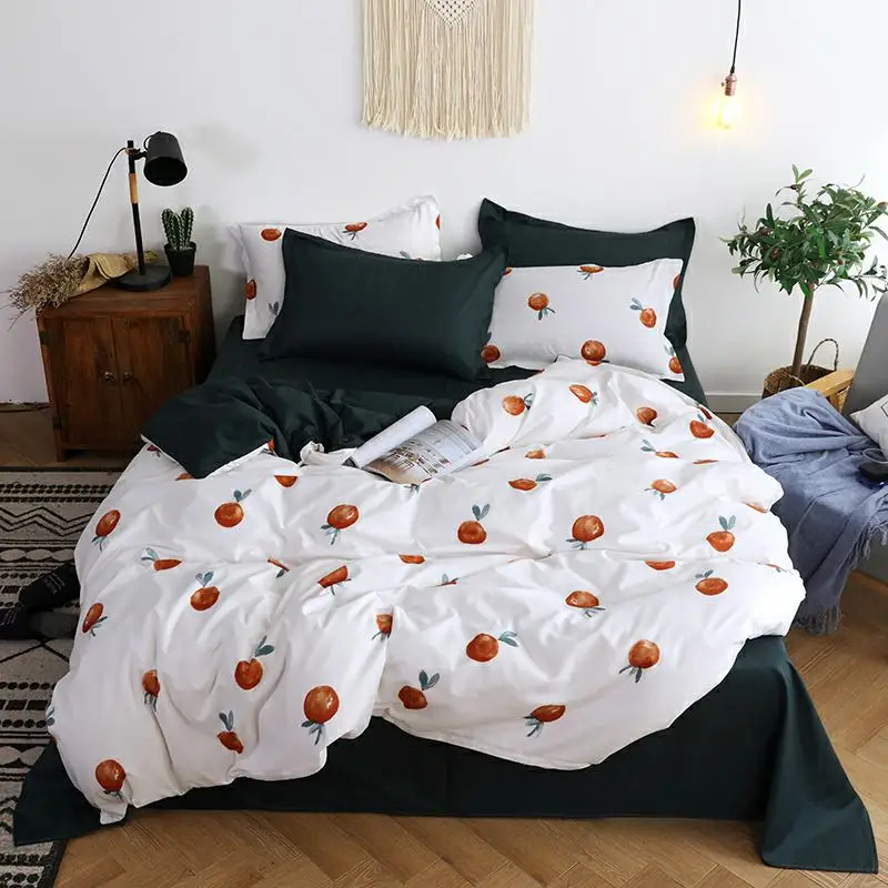 bedding set New Geometric duvet cover flat sheet black bed linen leaf AB side home decor grey bedclothes57 | Дом и сад