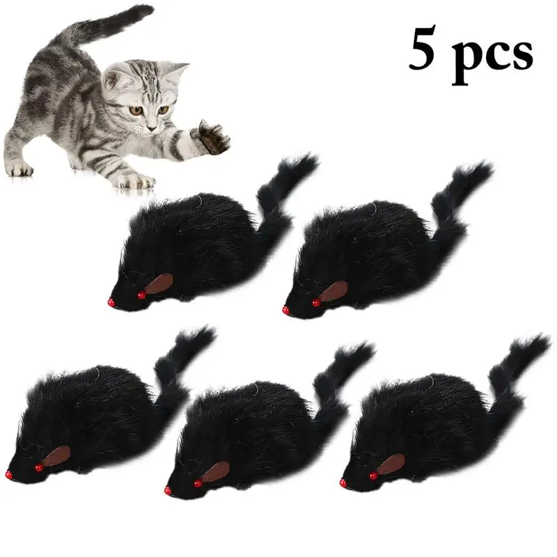 

5 Pcs/Set Funny Cat Toy Interactive Kitten Scratch Bite Toys Simulation Plush Mice Shaped Cat Teasing Toy Cats Chew Supplies