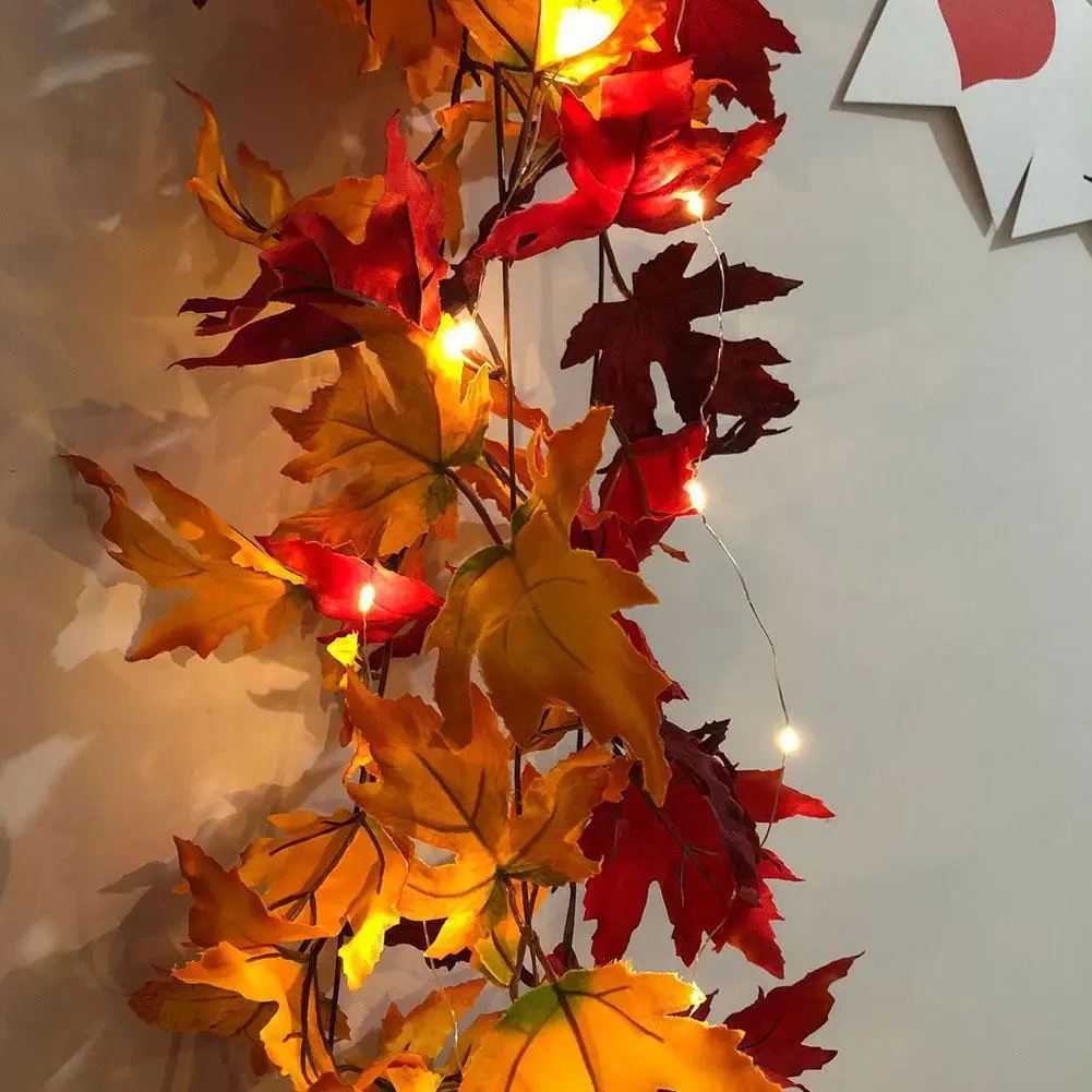 Осенняя гирлянда с/без светодиодов в виде кленовых листьев осенняя с листьями