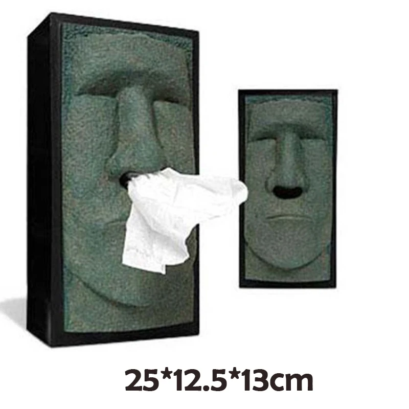 

Creative Tissue Box Easter Island Shape Decoration Tissue Storage Box Drawing Stone Personalized Household Tissue Box Home Decor
