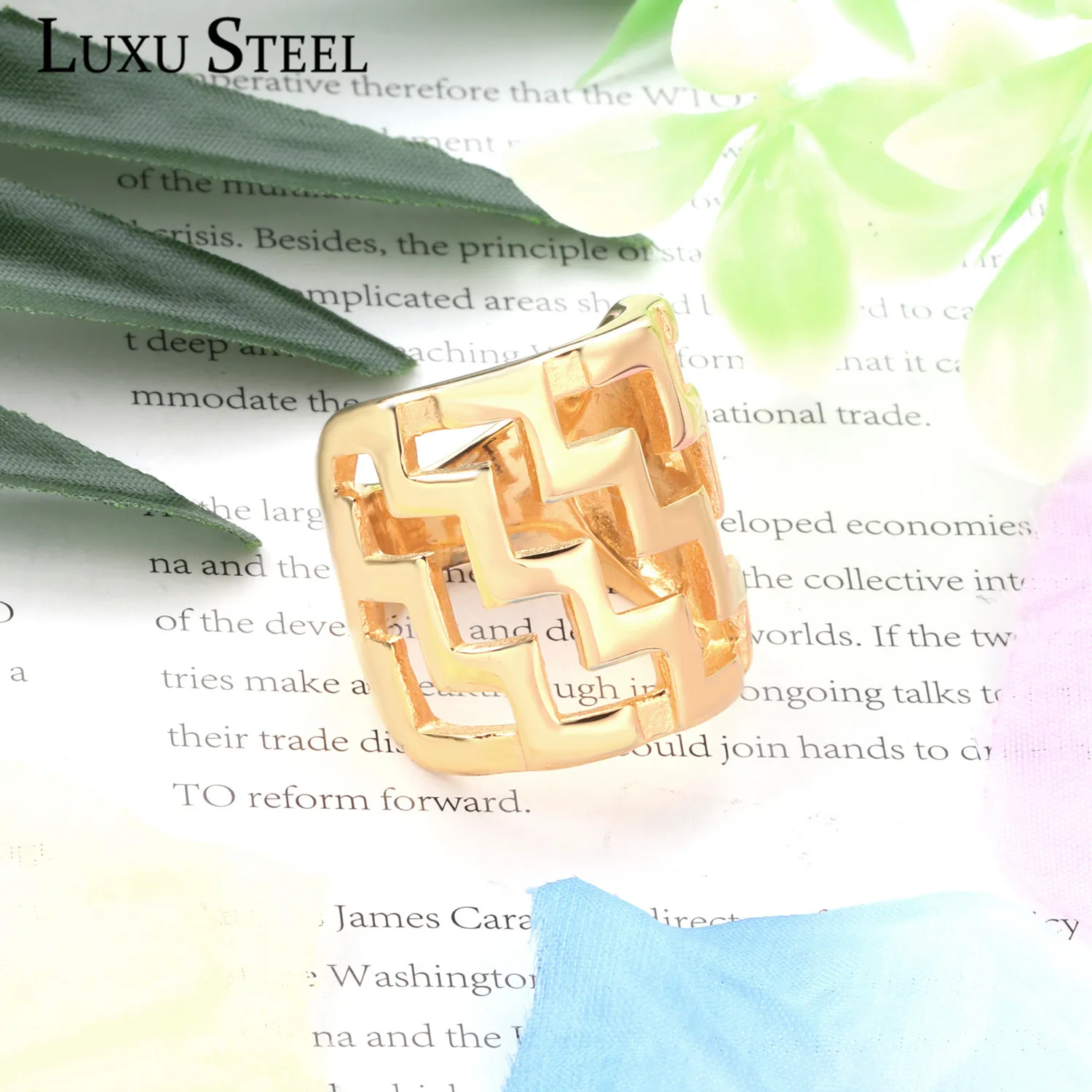 LUXUSTEEL кольца для женщин anillos не выцветает золотой цвет нержавеющая сталь