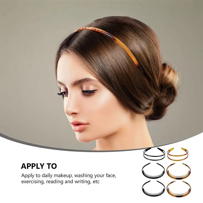 

6pcs Teeth Hair Hoops Shower Headdress Plastic Hair Band Toothed Headband Sport Makeup Shower Comb Headband Hair Accessories