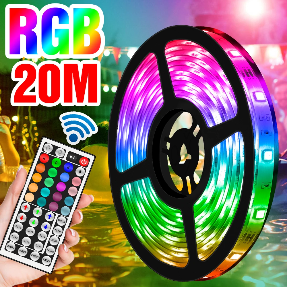 

RGB LED Light ​Strips 5050 SMD Flexible Lamp Tape TV Backlight LEDs Diode Neon Ribbon 5M 10M 15M 20M Room Decor Christmas Lights