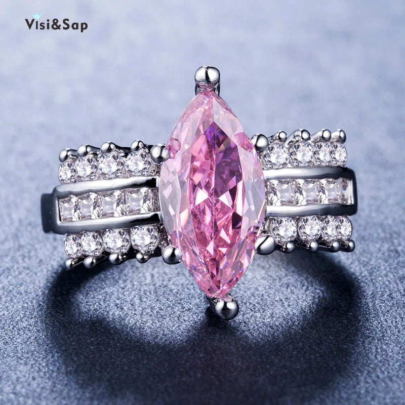 Visisap Очаровательная Женская обувь под розовая овальная форма циркон кольца для