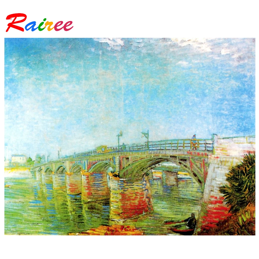 Rairee Van Gogh классические работы &quotаниель сена мост&quot 5D DIY алмазная живопись пейзаж