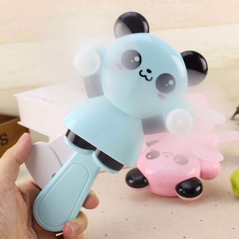 

Mini Portable Manual Shaking Fan Cartoon Cubs Hand Pressure Funny Kids Toy Handheld Plastic Summer Mini Air Conditioner