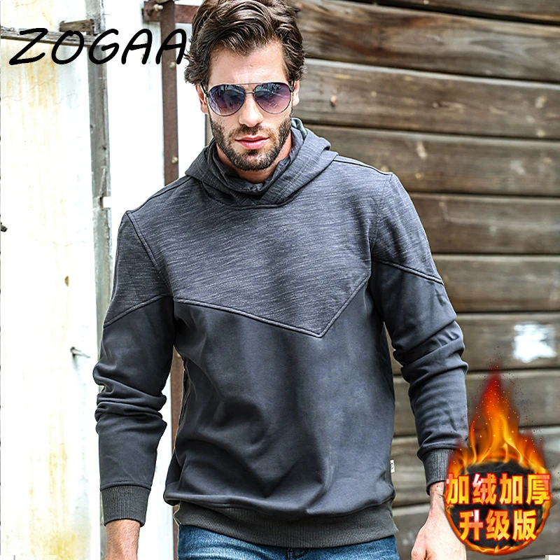

ZOGAA Spring Fashion Men's Pullover Sweatshirt Thicken Plus Size Harajuku Sweatshirt Stitching Casual Slim Street Hoodie Men Top