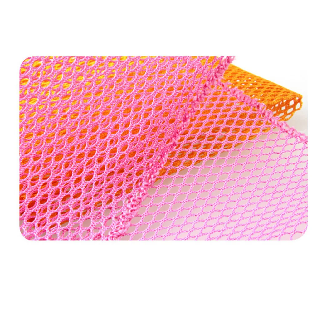 

2PCS Innovative Dish Washing Net Cloths Rapid Dry Scourer Inodore Mesh Washing Cloths Kitchen Cleaning Cloths - Yellow+Pink