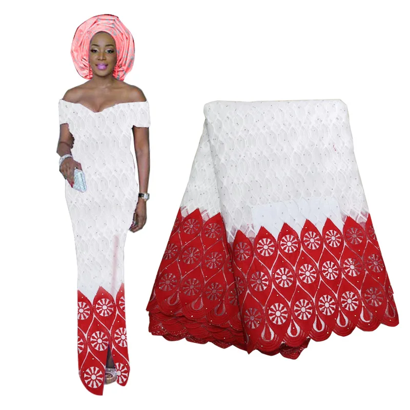 Роскошные чистые белые черные африканские сетчатые кружевные ткани высокого