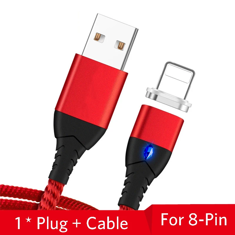 Red iOS Cable Магнитный Micro usb type-C кабель для Xiaomi Redmi Note 7 USB C кабель для iPhone 11X7 8 samsung Быстрая зарядка мобильного телефона зарядное устройство - Цвет: Red iOS Cable