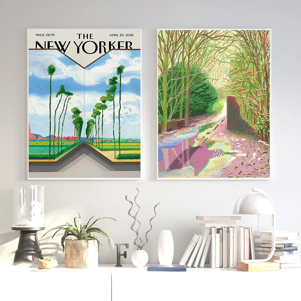 

David Hockney New Yorker and Spring Is Coming Poster Print Vintage Canvas Abstract Artwork Painting Living Room Wall Decoration