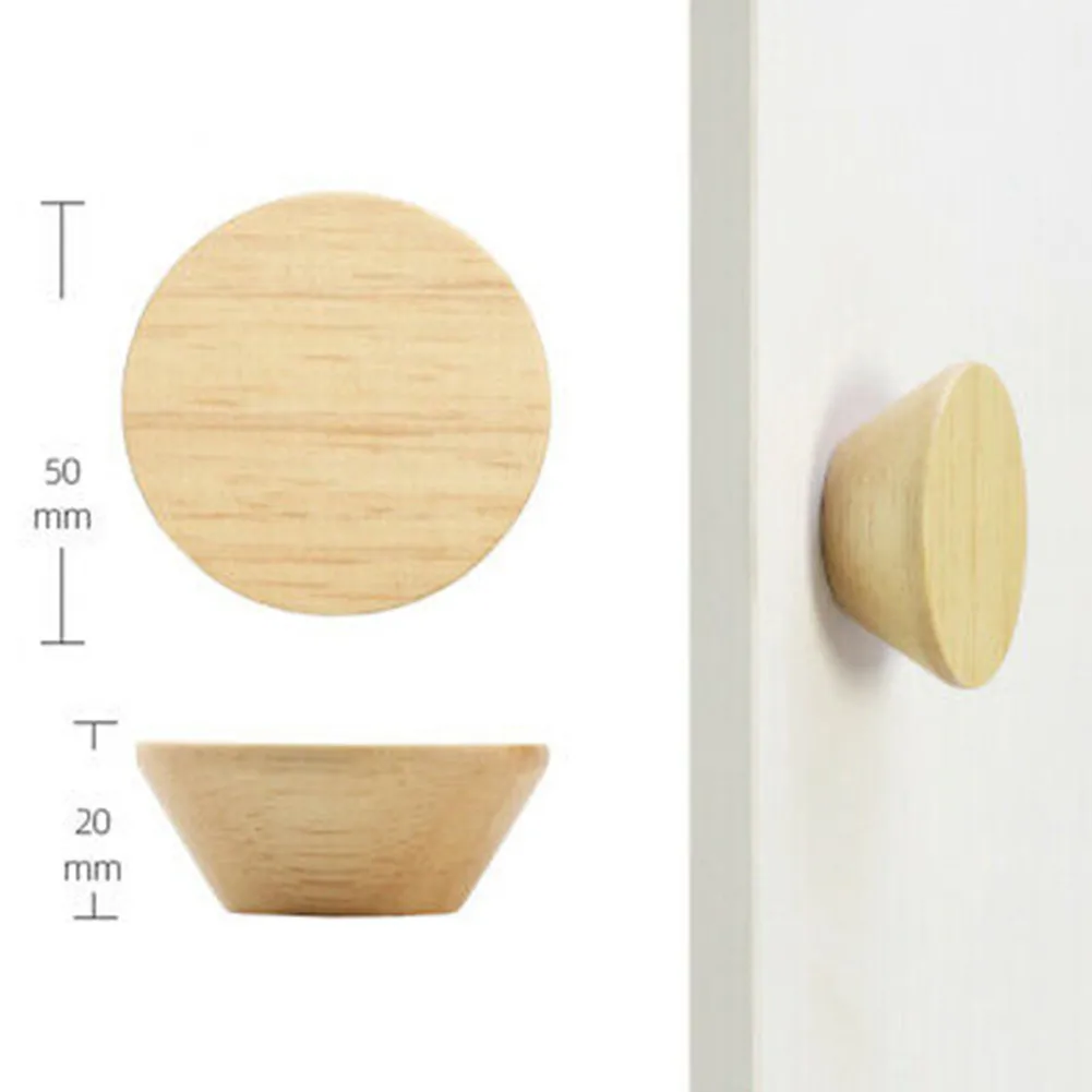 

2PCS Furniture Nordic Solid Wood Round Handle Door Wardrobe Knob Drawer Cabinet Pull DIY Wooden Knobs Door Knobs Cabinet Pulls