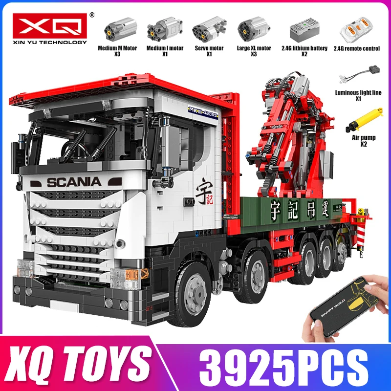 

XQ YC-GC008 APP High-Tech Car Model The Big Scania Crane Lorry Truck Building Blocks Brick 20005 Toys for Kids Christmas Gifts