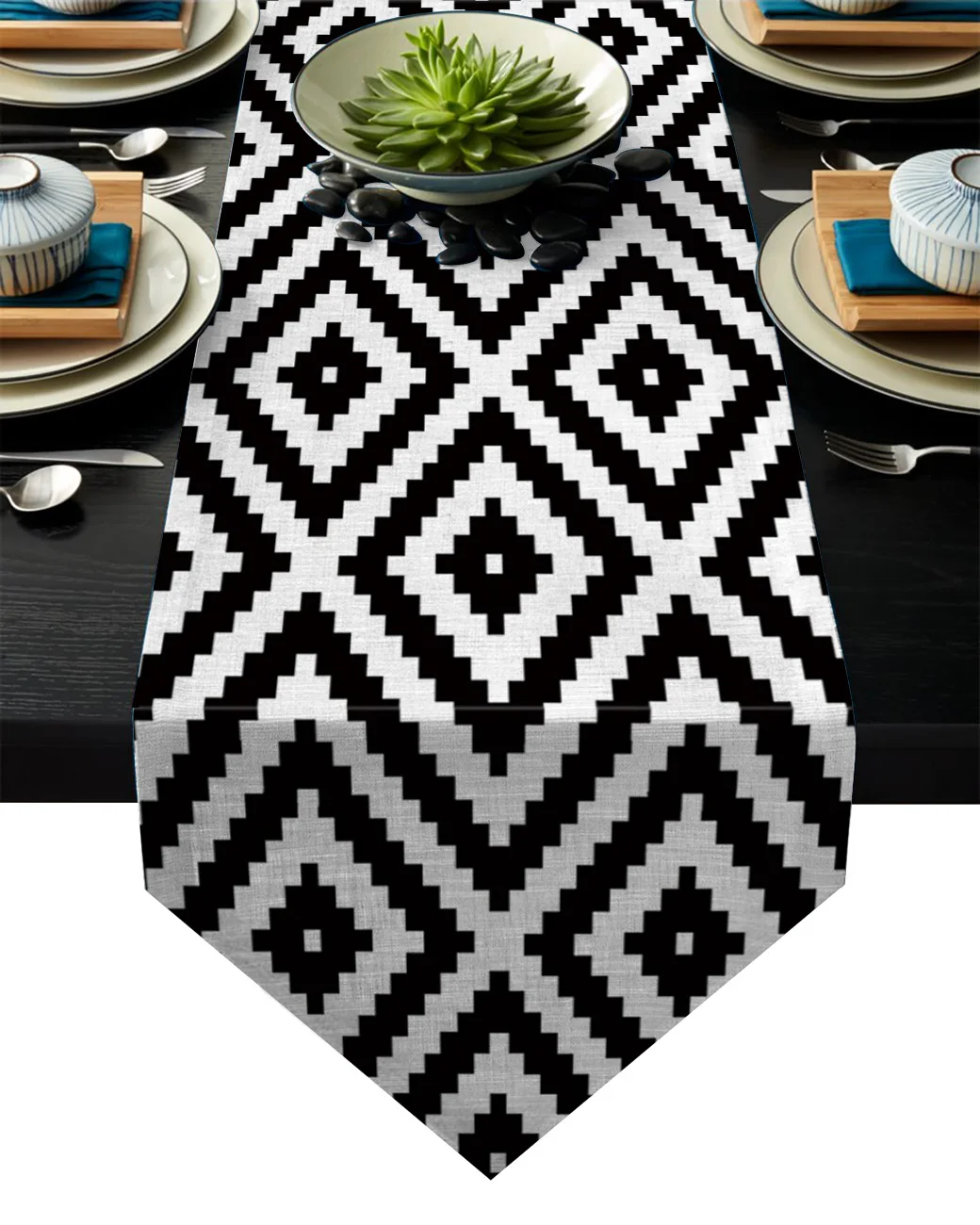 Черно белые геометрические настольные дорожки украшение для дома вечерние НКИ