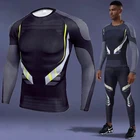 Новая компрессионная рубашка, мужская спортивная одежда, быстросохнущие спортивные трико для бега, одежда для спортзала, фитнеса, тренировочные рубашки для мужчин