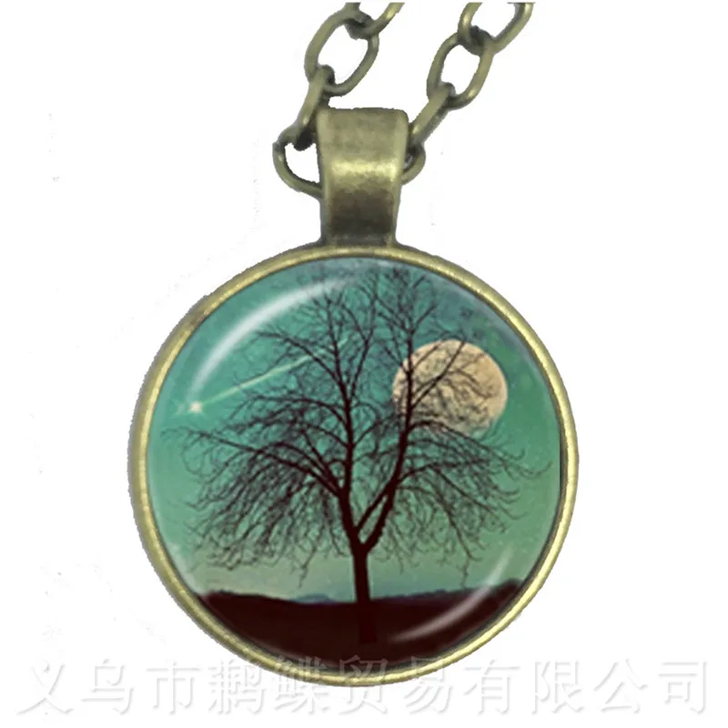 Ожерелье с изображением дерева жизни и Луны стеклянный купол рисунком ювелирные
