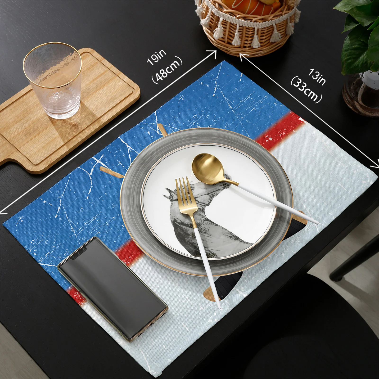 

Sport Hockey Stadium Retro Table Runner Placemats Set Wedding Table Decoration Table Runner for Kitchen Dining