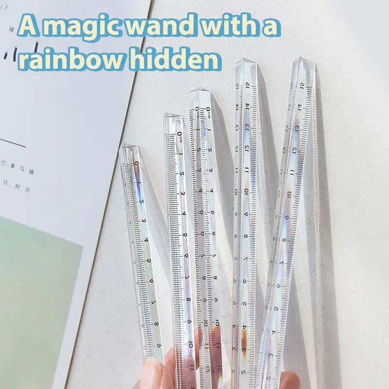 

15/20cm Transparent Straight Ruler Students Stationery Simple Triangular Rulers Kids Scale On Both Sides Acrylic Measuring Tools