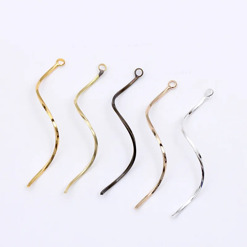 

50 шт. 1*50 мм Металлические медные волнистые подвески, 7 видов цветов, покрытые бутоньеркой, длинные подвески, аксессуары для сережек DIY