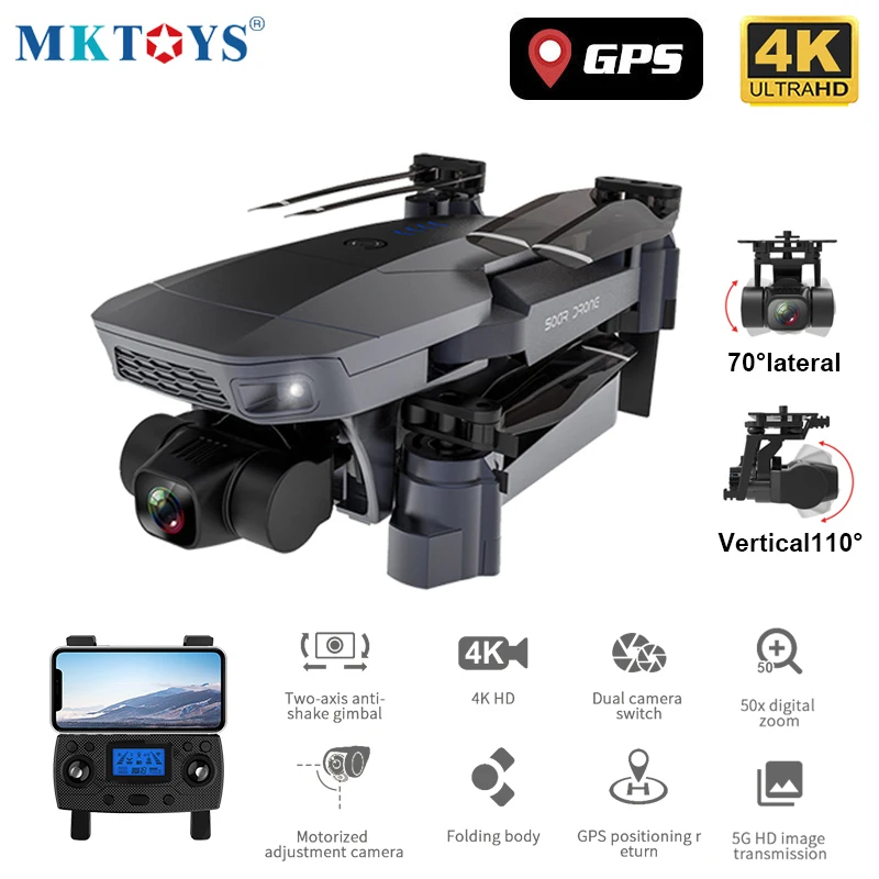 MKTOYS Квадрокоптер с дистанционным управлением и Камера Дрон разрешением 4K