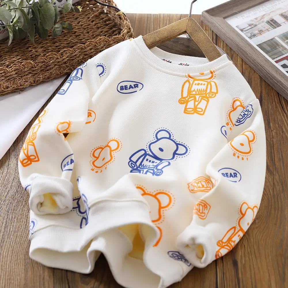 Свитер на флисовой подкладке для мальчиков осень-зима 2022 детская утепленная