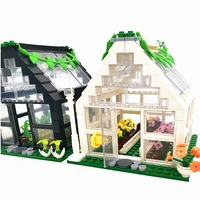 compatible city friends building bricks greenhouse base moc glass flowers house blocks toys for kids boy girl birthday xmas gift