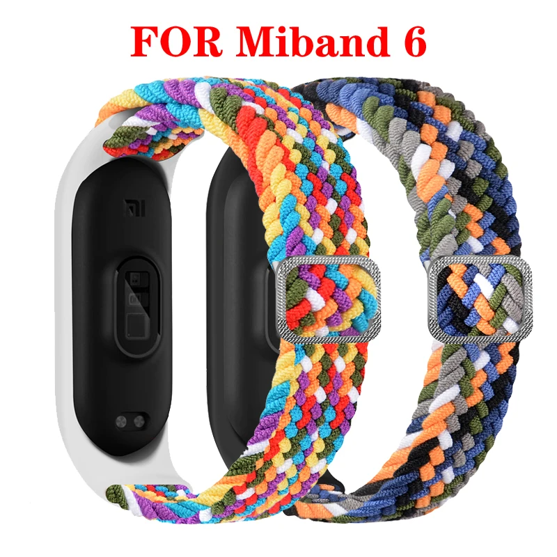 

Нейлоновый ремешок для Mi band 6 5, спортивный эластичный соло-браслет с нейлоновой оплеткой, ремешок для наручных часов xiaomi Mi band 4 3