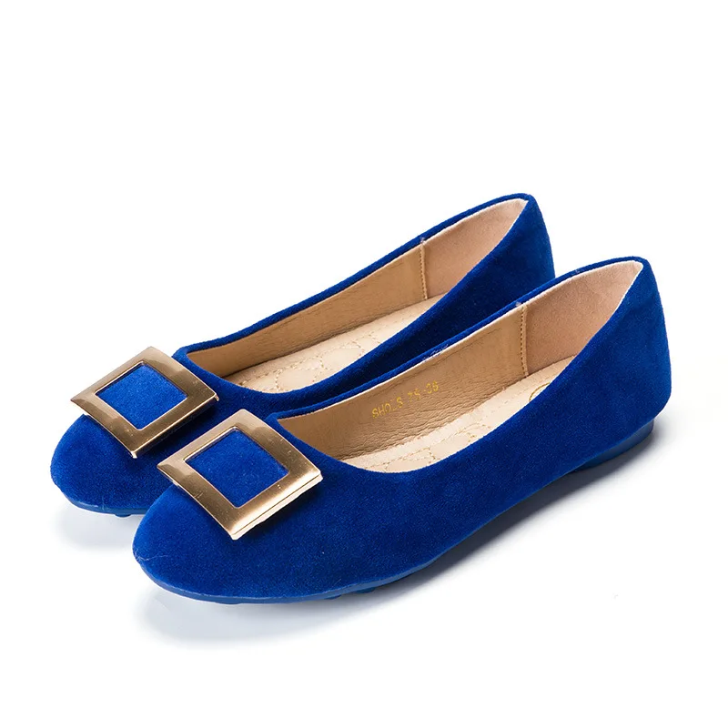 Round Toe Women's Flats Shoes Metal Buckle Loafers Slip On Ballerina Moccasins Shallow Single Large Size Zapatos Mujer | Обувь