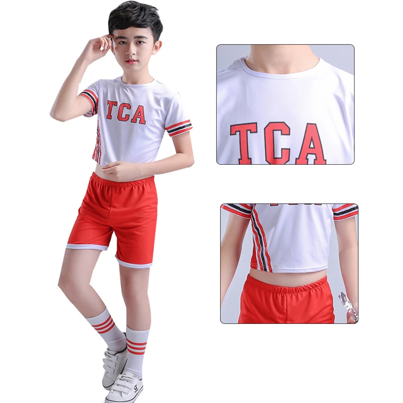 Boy set Школьная форма для детей, костюм черлидеров для танцев, гимнастический бальный костюм для маленьких девочек и мальчиков, костюм для занятий Баскетболом, детский костюм для соревнований - Цвет: Boy set
