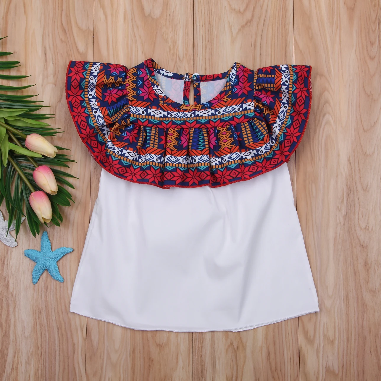 Kids Baby Girls Toddler clothes Sleeveless round neck Geometry Boho Ruffles newborn Princess Party cotton Dresses one pieces | Детская