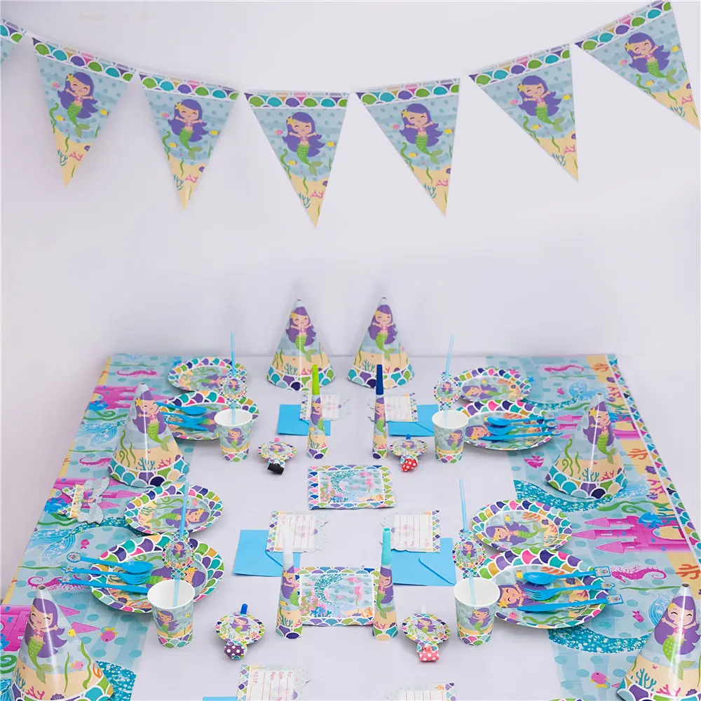 90 шт./компл. с рисунком маленькая русалочка тема праздничный комплект детский