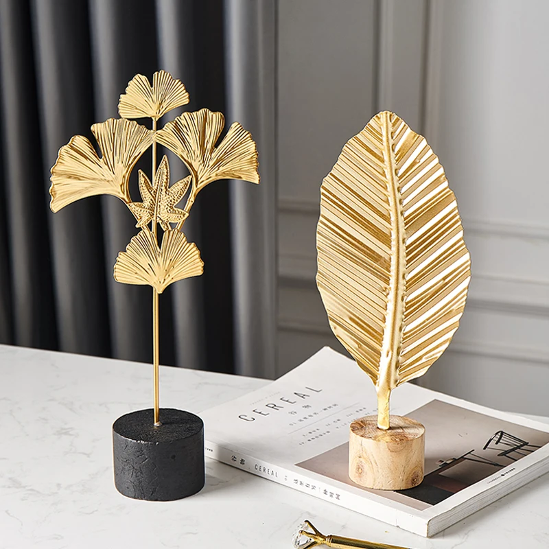 Аксессуары для украшения дома Скандинавская декорация золотые листья железная