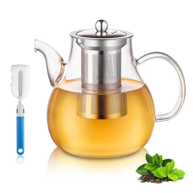 

1500ML Borosilicate Glass Teapot Heat Resistant Square Glass Teapot Tea Infuser Filter Milk Oolong Flower Tea Pot