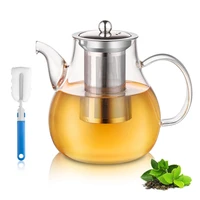 1500ml borosilicate glass teapot heat resistant square glass teapot tea infuser filter milk oolong flower tea pot