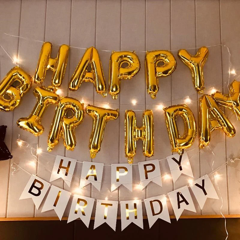 

13pcs/set Happy Birthday Letter Foil Balloons banner baby shower Party Birthday Cake Decortion Globos Kids Gift Inflatable Ball