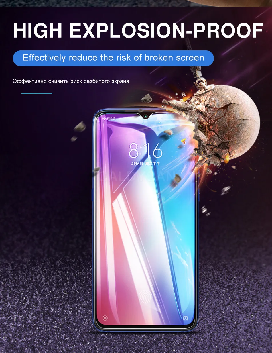3 шт полная защитная пленка из закаленного стекла для Xiaomi 8 9 SE Lite A1 A2 9T Pro CC9 CC9E Pocophone F1 Защитная пленка для экрана