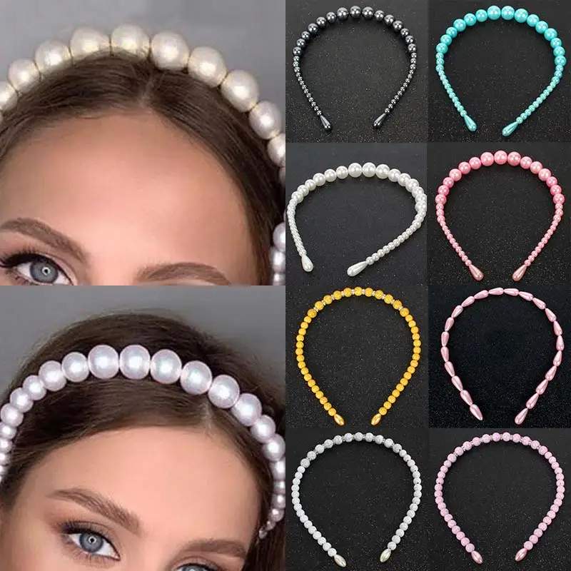 Женский обруч для волос с большим жемчугом Элегантная Модная повязка на голову