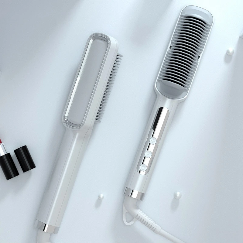

Hair Straightener Brush Hair Straightening Iron with Built-in Comb 20S Fast Heating 10 Temp Settings EU Plug