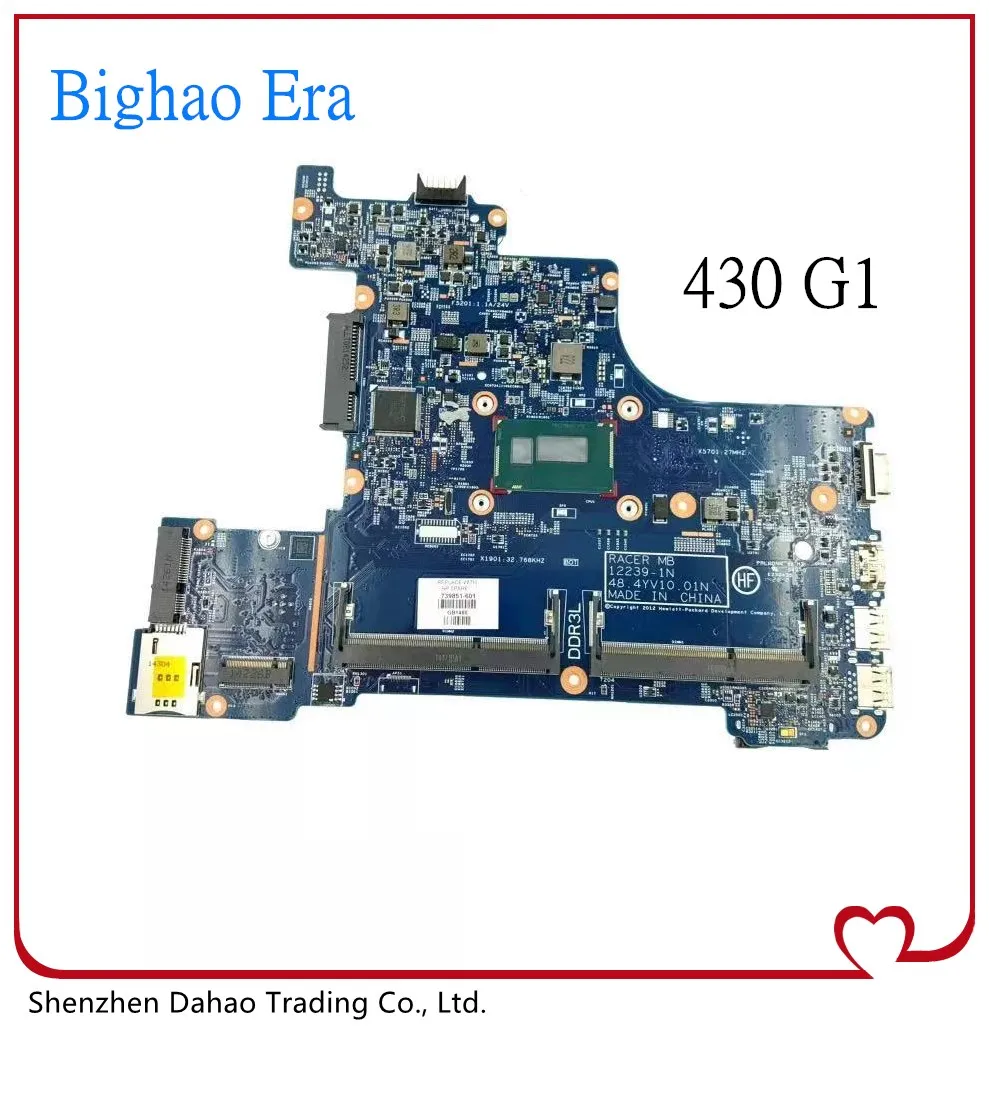 

Материнская плата 12239-1N, системная плата SR170 для HP Probook 430 G1, материнская плата для ноутбука 727770-001 DDR3L 48,4yv09. 011 100% протестирована ОК