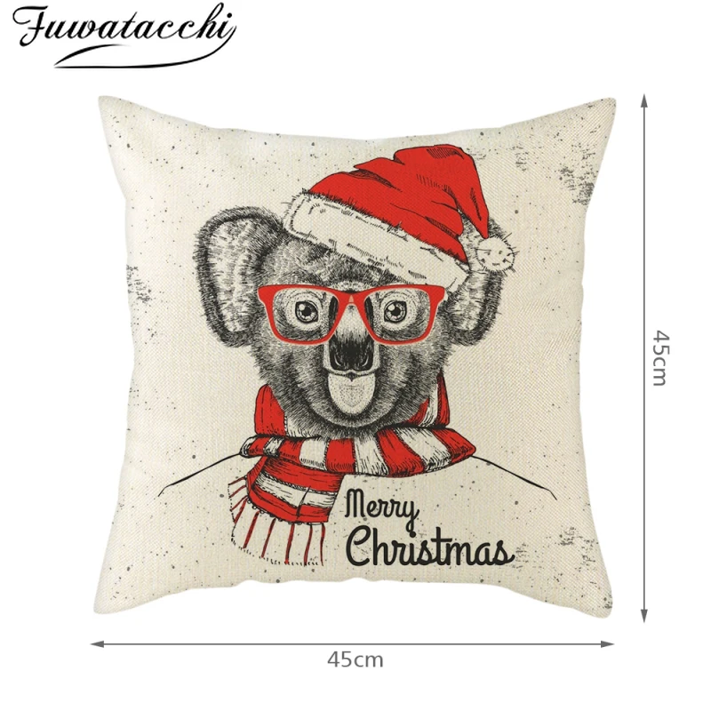 

Fuwatacchi Santa Claus Elk Cushion Cover Pillowcase Cover Sofa Christmas Pillowcase Pillow Covers Decorative Linen Pillowcase