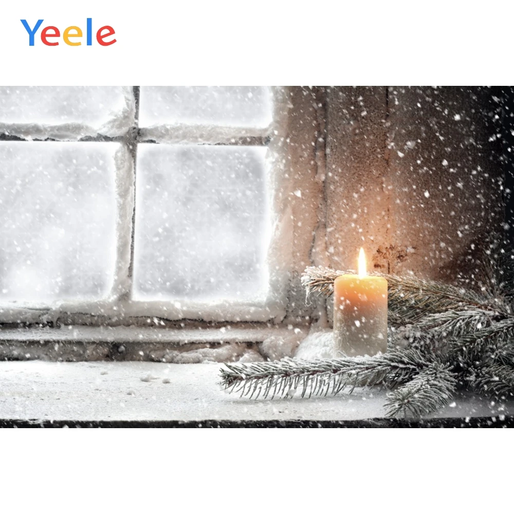 

Christmas Winter Snowflake Candlelight Window Photocall Backdrop Photography Custom Photographic Background For Photo Studio