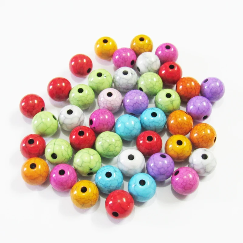 

(Choose Size/Color First) Wholesale 6mm/8mm/10mm/12mm Chunky Acrylic Solid Crack Beads
