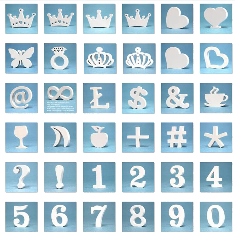 Деревянные буквы с белым алфавитом для самостоятельной сборки украшения свадьбы