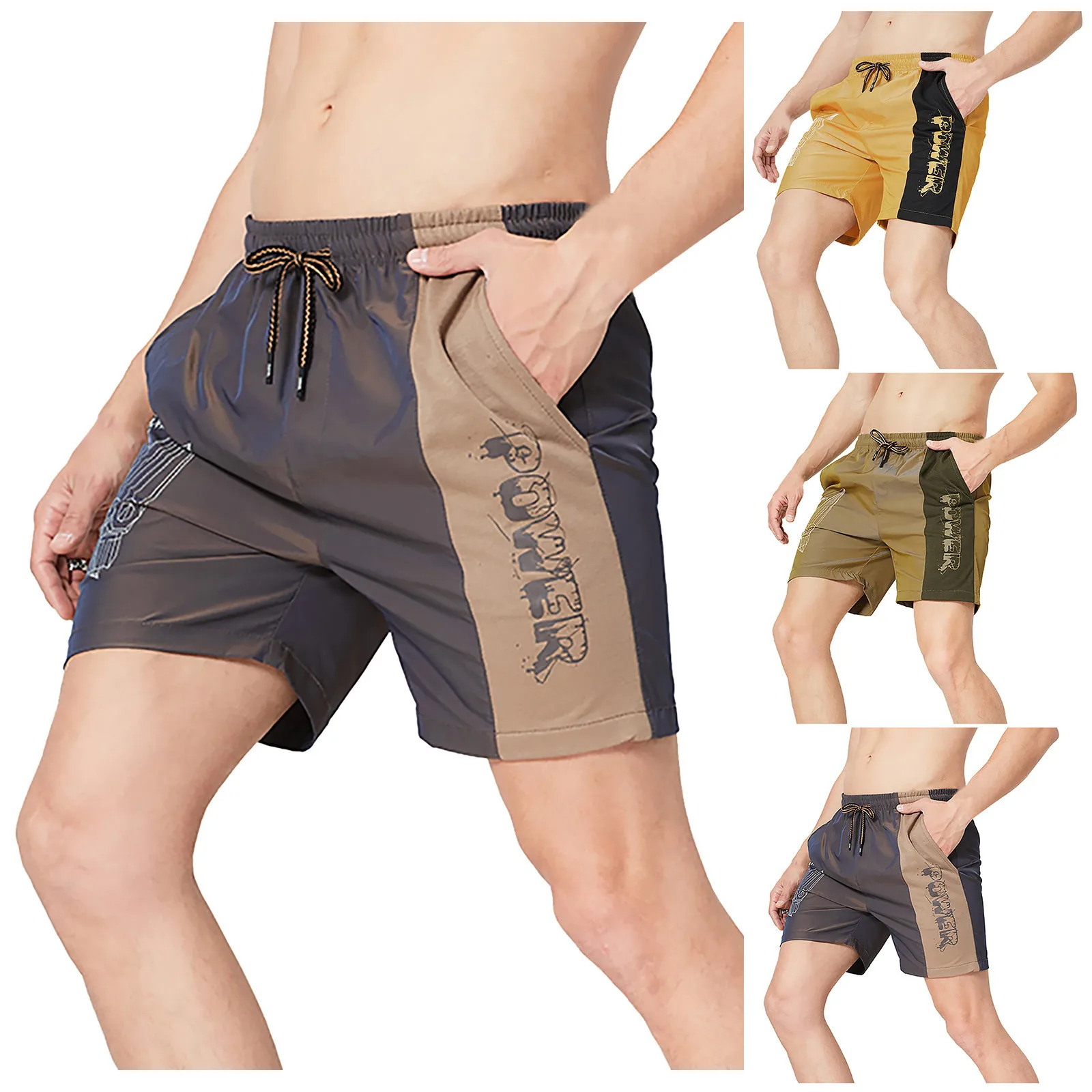 

59# Mens Newest Summer Sport Shorts Nylon Contrast Color Letters Casual Shorts Outdoor Sports Five-Point Pants Beach Shorts Male