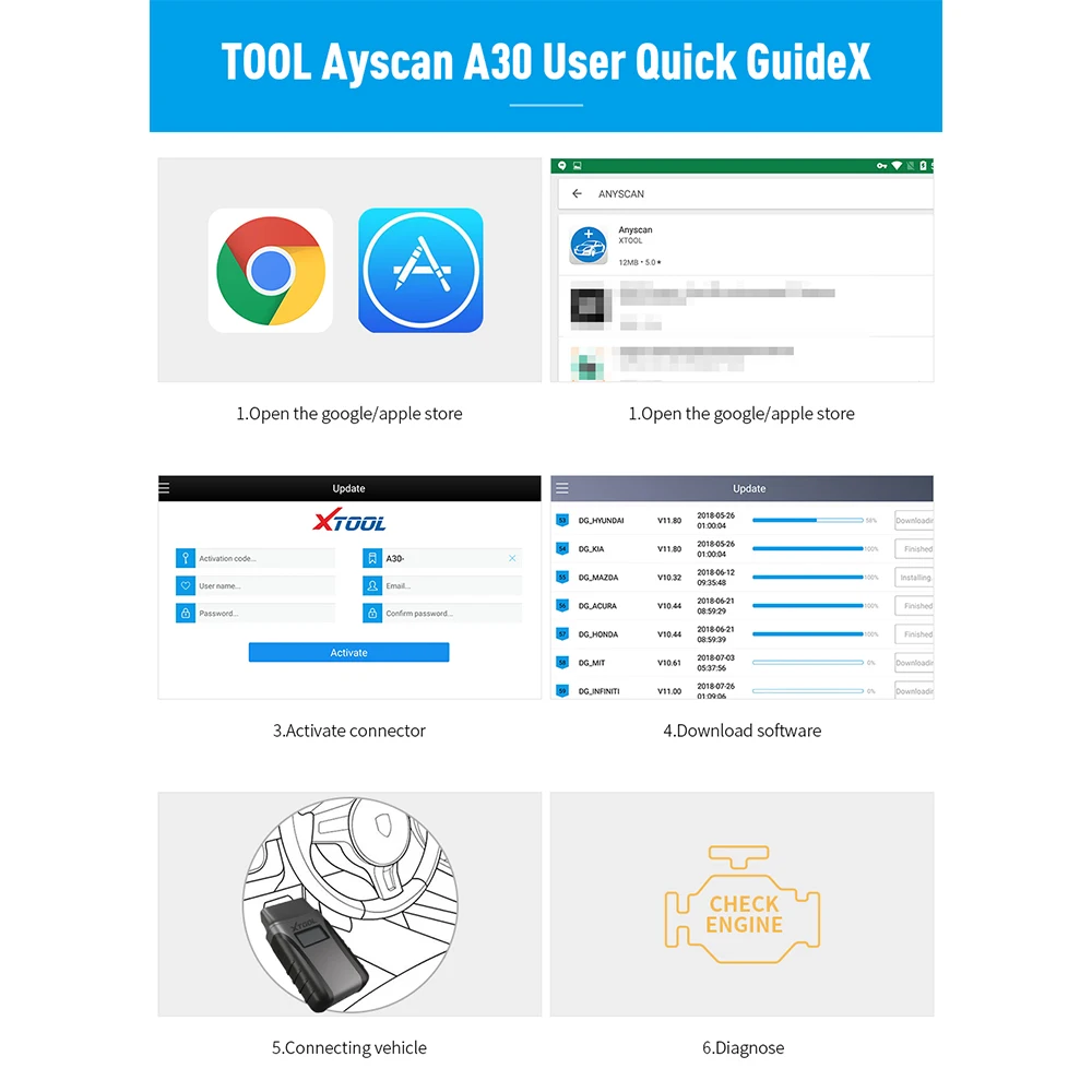 XTOOL Anyscan A30 OBD2 Автомобильные диагностические инструменты с Andriods/IOS автомобильный